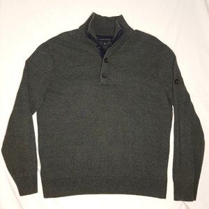 Banana Republic Men's Knit Mock Neck Sweater Linen Blend Size Large Green